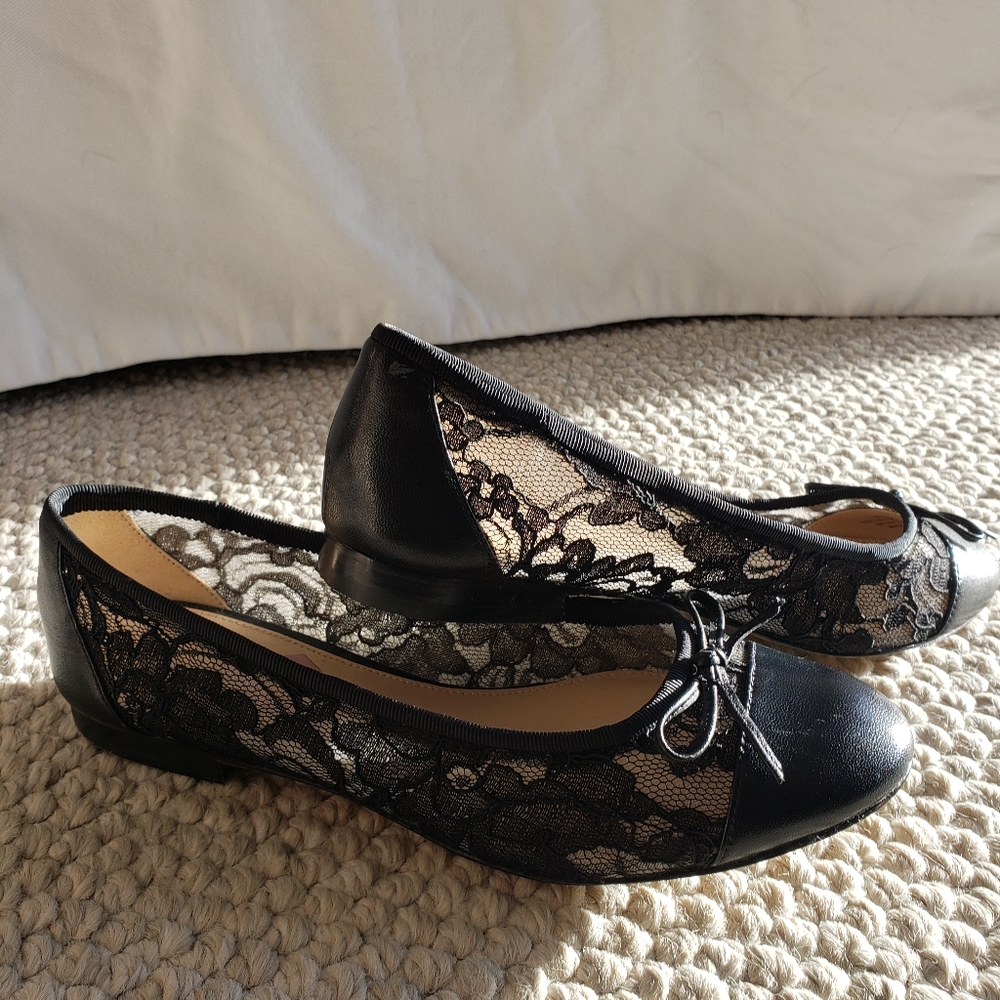Marc Fischer Black Lace Ballet Flats, size 7.5